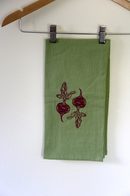 Two Beet Tea Towel (green)