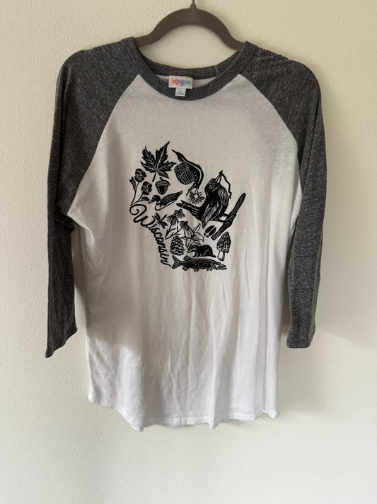 Wisconsin 3/4 Sleeve Baseball T-shirt