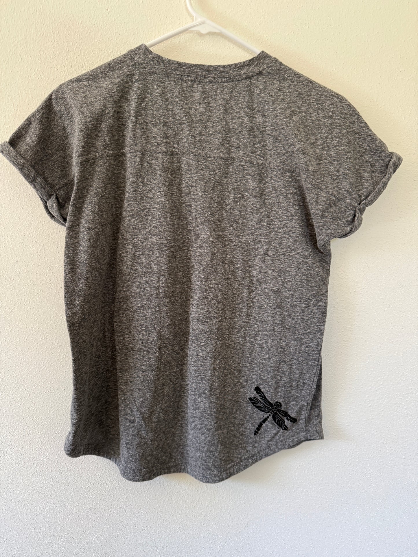 Flower + Dragonfly Button T-Shirt