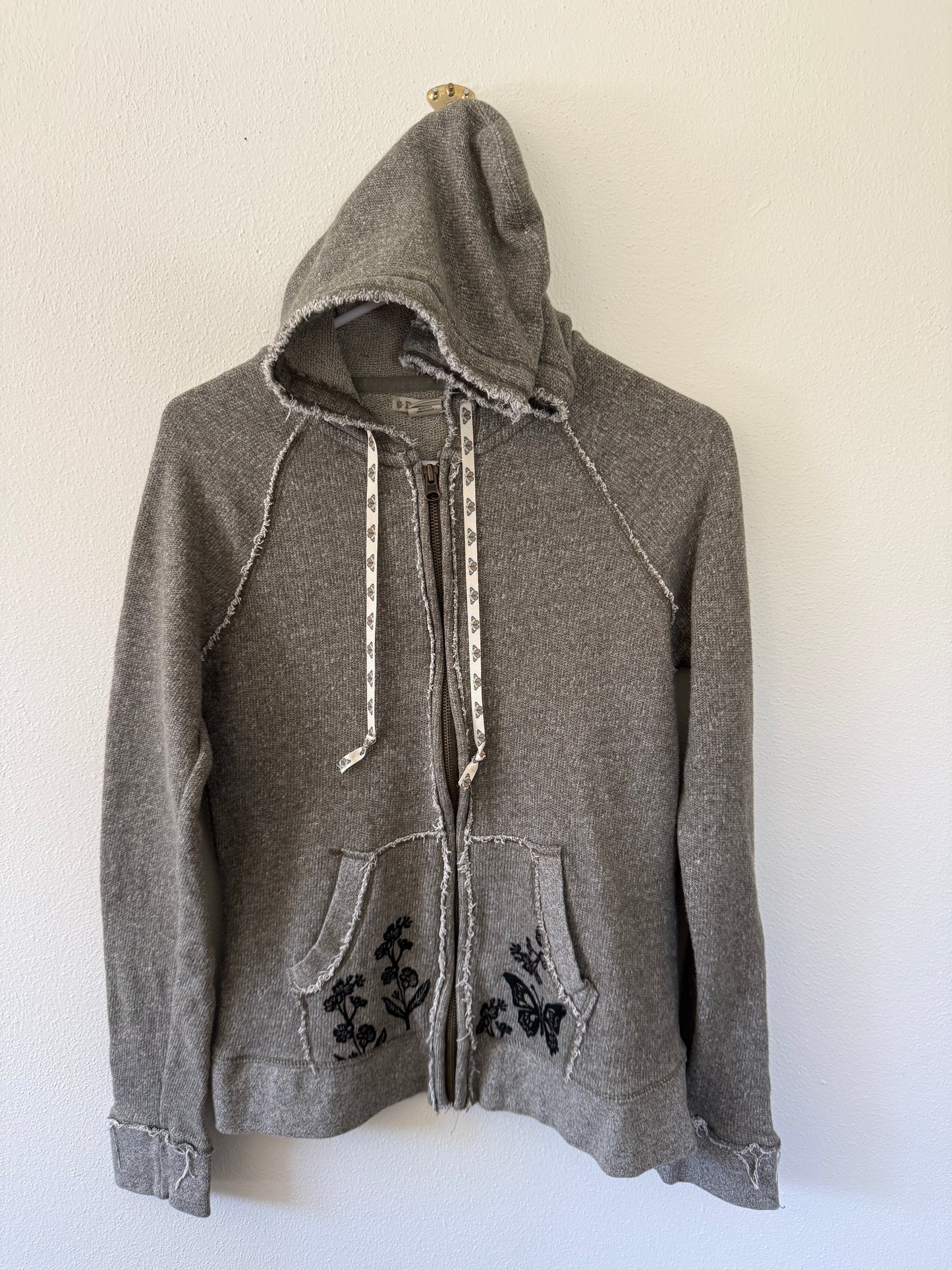 Butterfly + Flower Zip Up Hoodie