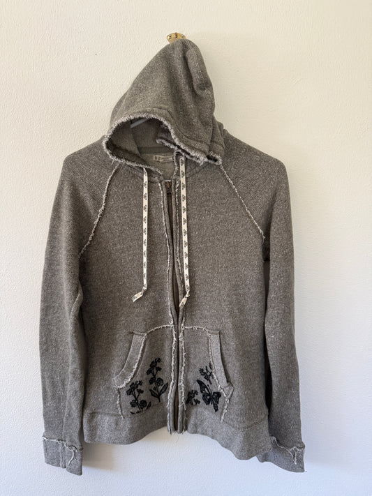 Butterfly + Flower Zip Up Hoodie
