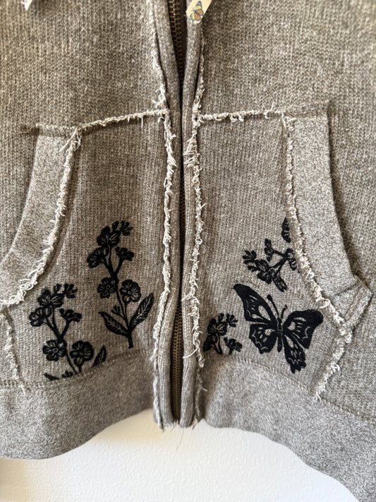 Butterfly + Flower Zip Up Hoodie