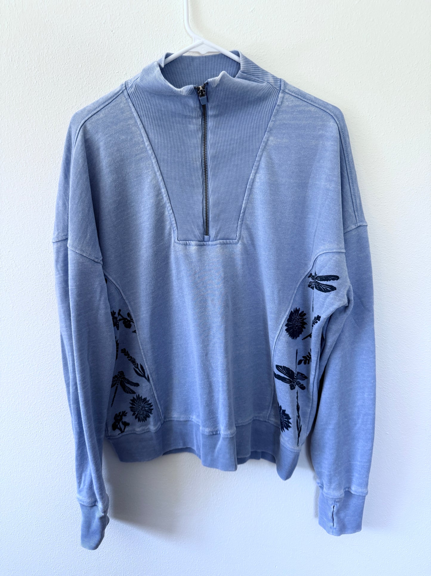 Dragonfly + Flower Half Zip Sweatshirt